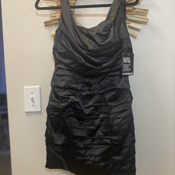 Express Satin Black Mini Dress - Picture 8 of 15